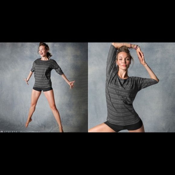 Athleta Blue Shimmer Stripe Dory Dolman Tunic Top‎ - Picture 2 of 12